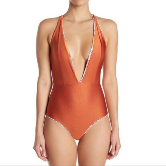 Maaji Rainbow Chromatic Floral Stripe Reversible One Piece Swimsuit S NWOT - Picture 13 of 13